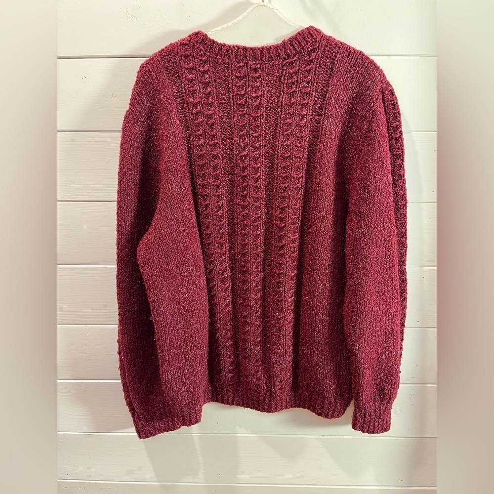HANDMADE Burgundy Knit Sweater – Size XL (approx.)